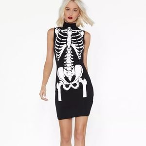 Skeleton Bodycon Mock Turtleneck Nasty Gal Mini Dress